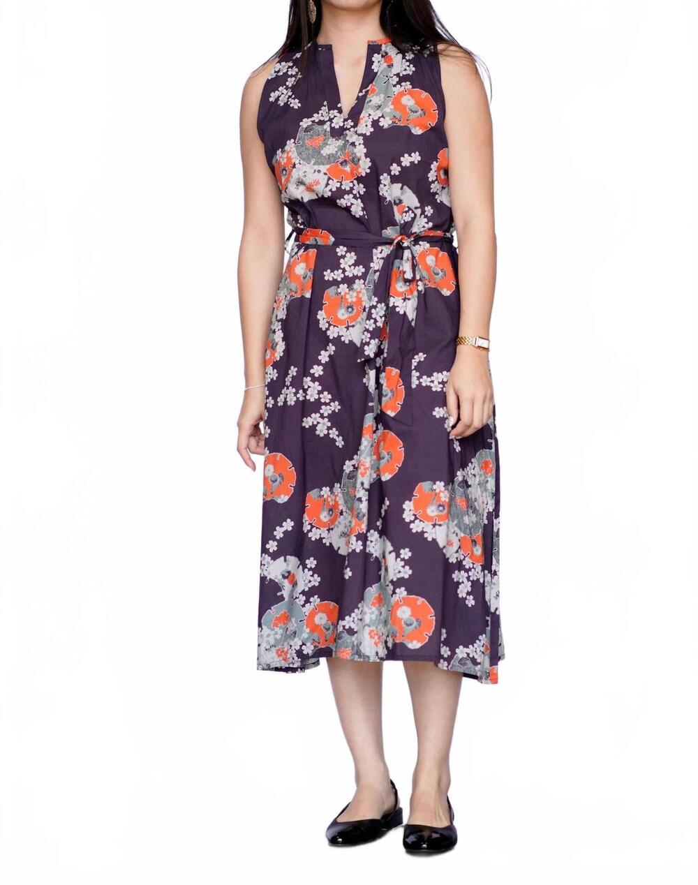 NEW DOLMA riva midi dress in brown and orange